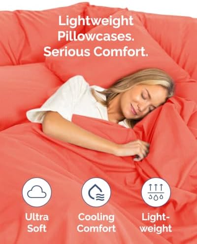 Standard Pillow Cases - 8 Pack Soft Pillowcase Covers - 20" x 26" (Coral) - Image 3