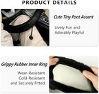Car Headrest Pillow & Steering Wheel Cover Set with Cute Big-Eyed Furball Travel Neck Support Pillow Fur Car Interior Accessory (Black 5Pcs Set) - Image 5