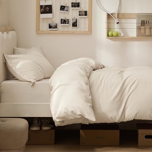 Bedsure Twin/Twin XL Duvet Cover, Double Brushed Bedding Set, Light Beige - Image 4