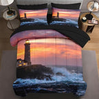 WeCozy Queen Comforter Set with Sheets, 7 Pieces Lighthouse Ocean Bedding by WeCozyHomeDecor