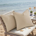 decorUhome Outdoor Waterproof Faux Linen Throw Pillow Covers 26x26 Set of 2 - Image 7