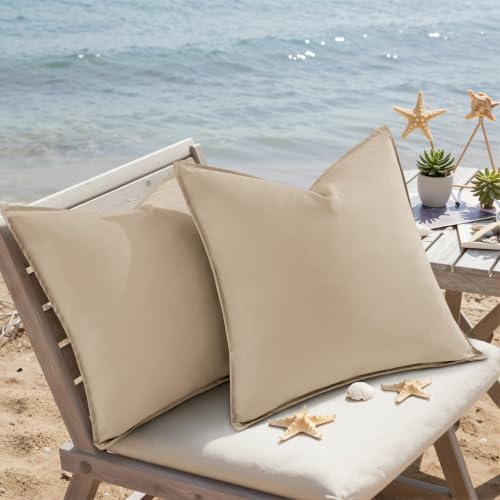 decorUhome Outdoor Waterproof Faux Linen Throw Pillow Covers 26x26 Set of 2 - Image 7
