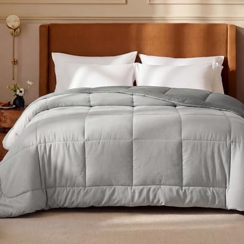 Bedsure Full Comforter Duvet Insert - Bed Comforter Quilted Light Grey/Grey by BEDSURE