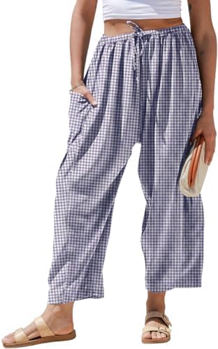 TARSE Womens Linen Wide Leg Striped Pants Casual Barrel Palazzo Harem Pants by TARSE
