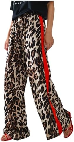 SHENHE Women's Cheetah Print Wide Leg Baggy Y2k Loose Streetwear Trousers by SHENHE