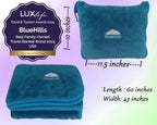 BlueHills Travel Blanket Pillows for Two Airplane Traveling Essentials Flight Throws in Bag case with Backpack Clip Compact Large Plane Accessories –Teal Blue and Beige - Image 4