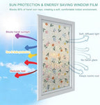 Wildflower Spring Window Privacy Film Rainbow Static Cling Stain Glass Window Film for Glass Door, Decorative Heat Blocking Sunroof Decal Sticker for Car 23.6"x78.7" Cottagecore Floral Rustic Summer - Image 4