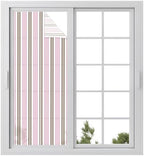 Window Privacy Film Frosted, Pink Brown Striped Static Cling Door Window Covering, Modern Farmhouse Vertical Stripes UV Blocking Windows Film for Office, Hotel, Bedroom, 29.5 x 78.7 Inches by Unknown