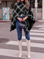 Yousify Women’s Shawl Wrap Plaid Knit Poncho Cape Sweater - Image 4