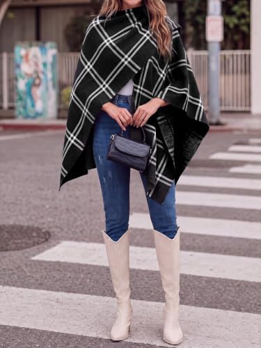 Yousify Women’s Shawl Wrap Plaid Knit Poncho Cape Sweater - Image 4