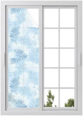 Window Privacy Film Frosted, Light Blue Botanical Reusable Static Cling Window Tints, Summer Palm Leaves Foliage Tropical Heat Control Windows Films for Offices, Balcony, 29.5 x 118 Inches by Unknown