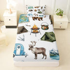 Erosebridal RV Camper Camping Twin Fitted Sheet, Hunting Deer Bear Bedding Set for Kids Girls Boys, Lakehouse Rustic Cabin Bed Sheets, Outdoor Travel Trailers Room Decor (No Top Sheet) by Erosebridal