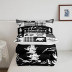 Castle Fairy Hunting Adventure Comforter Set Queen Size,Deer Antler Bear Pine Patchwork Bedding Set for Women Adult,Arrow Lodge Boho Aztec Camper Grid Luxury Bed Duvet Insert, 2 Pillowcases - Image 5