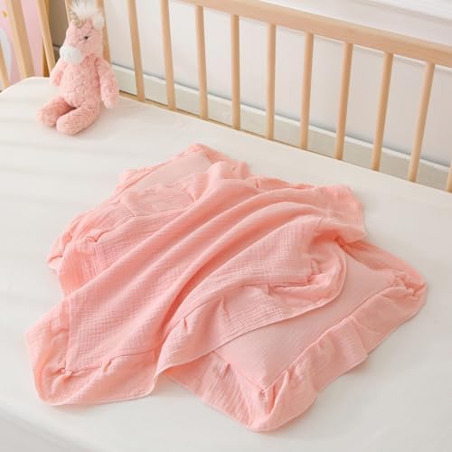 100% Cotton Muslin Toddler Pillowcase 2 Pack，13"x 18" Ultra Soft Breathable Travel Pillow Case Cover,Ruffle Pillow Case for Newborn,Nursery,Boys,Girls,Machine Washable - Image 5