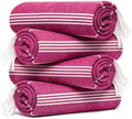 HAVLULAND Oversized Beach Towels, Pack of 4 Fuchsia, 72x40 Striped by Havluland