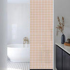 Window Privacy Film Frosted, Cream Buffalo Plaid Reusable Static Cling Window Tints, Modern Farmhouse Peach Pink Checkered Heat Control Windows Films for Offices, Balcony, 29.5 x 118 Inches - Image 3