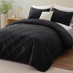 Exclusivo Mezcla 3-Piece Soft Quilt King Size Bedding Set, Black - Image 2