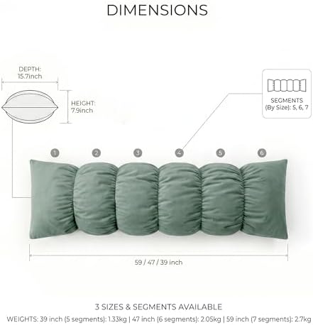 Pat. Pend. Segmented Body Pillow for Side Sleepers, 47 Inch, Green - Image 4