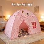Full Size Bed Tent for Kids, Indoor Kids Privacy Play Tent, Blackout Sleeping Bed Canopy, Portable & Foldable Floor Bed Tents, Pink - Image 4