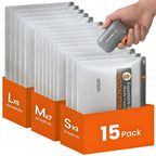 Vacuum Bags for Clothing Travel with Rechargeable Electric Pump, 15 Pack Compression Vacuum Storage Bags for Luggage and Seasonal Storage, Space Saver Seal Bags for Cruise and Vacation by Foxmoon