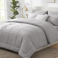 CozyLux Oversized Queen Comforter Set French Grey - 7 Pieces Bed in a Bag by CozyLux