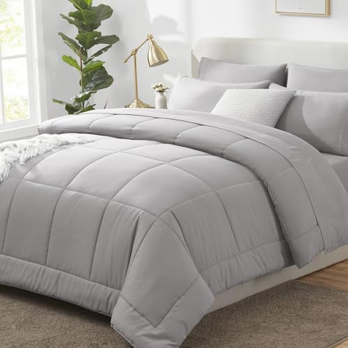 CozyLux King Size Comforter Set French Grey - 7 Pieces Bed in a Bag by CozyLux