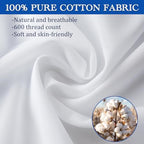 Precoco White Pillow Cases Queen Size Set of 4 | 100% Cotton Pillowcases with Zipper Hidden | Premium Cooling Decorative Pillow Covers with 600 Thread Count, Soft & Smooth, 20x30 inches - Image 4