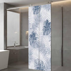 Window Privacy Film Frosted, Navy Blue Palm Trees Tropical Static Cling Door Window Covering, Summer Beach Botanical UV Blocking Windows Film for Office, Hotel, Bedroom, 29.5 x 78.7 Inches - Image 5