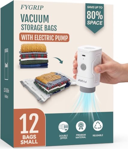 Fygrip Rechargeable Wireless Pump Vacuum Storage Bags, 12 Small by Fygrip