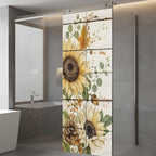 Window Privacy Film Frosted, Pumpkins Sunflower Fall Static Cling Door Window Covering, Thanksgiving Botanical Wooden UV Blocking Windows Film for Office, Hotel, Bedroom, 29.5 x 78.7 Inches - Image 5