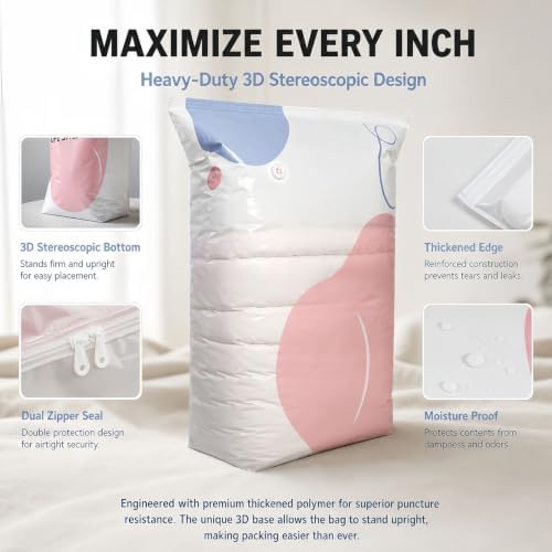 No Pump Vacuum Storage Bags, Thickened Stereoscopic Press & Seal Space Saver Compression Bag for Clothes/Bedding (X-Large) - Image 4