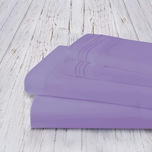 Mocassi Twin Sheet Set - Luxury Hotel 1800 Premier Bedding Sheets & Pillowcases - Ultra Soft Breathable & Cooling Bed Sheets - Deep Pocket - Wrinkle Resistant - 4 Piece Set - Twin, Lavender - Image 4