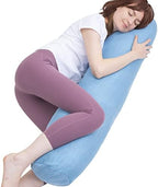 1 MIDDLE ONE Body Pillow, Bolster Pillow with Cooling Cover, Long Round Roll Cylinder Pillow for Bed, 47" x 7.87", Blue by 1MIDDLEONE