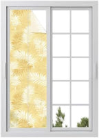 Window Privacy Film Frosted, Yellow Botanical Reusable Static Cling Window Tints, Summer Palm Leaves Foliage Tropical Heat Control Windows Films for Offices, Balcony, 29.5 x 118 Inches by Unknown