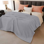 Solid Grey Throw Blanket, Simple Pure Color Fluffy Soft Blankets for Couch Bed Travel, Modern Plush Microfiber Striped Flannel Blankets, Lightweight Sofa Blankets 60"x80" - Image 2