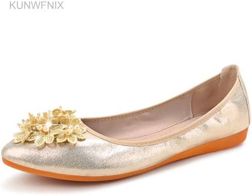 KUNWFNIX Women's Ballet Flats Foldable Classic Crown Rhinestone Slip On Bowknot PU Leather Faux Suede Pointed Toe Comfort Flat Casual Dress Shoes - Image 3