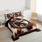 Feelyou Farmhouse Cowhide Comforter Set for Kids Boys Girls Cow Fur Star - Image 2