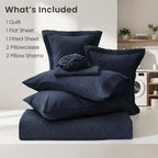 Love's cabin Quilts for Queen Bedspreads, 7 Pieces Bed in a Bag, Navy - Image 6