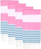 Turkish Beach Towels Set of 4 | Oversized, Quick Dry, Sand Free | 100% Cotton, Large 38x71 Towels for Beach, Pool, Travel | Ultra-Soft, Compact, and Absorbent | Fuchsia/Turquoise by PADISHAHHOME