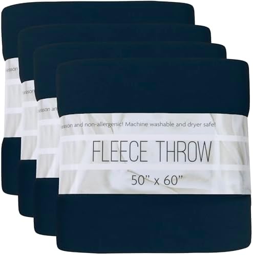 (24 Pack) Bulk Fleece 50x60 Throw Blankets for Wedding Favors, Homeless Women, Men, Homes, Bed, Sofa, Couch, Office, Pet Blankets, Travel | Soft Warm Lightweight Throw Blankets in Bulk (Navy) by TrailmakerBuiltforLife%E2%80%99sAdventuresBigandSmall
