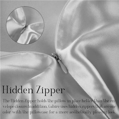 Gabire Mulberry Silk Pillowcases Set of 2, Both Sides Real Silk Pillow Covers for Hair and Skin Cool Pillowcase Organic Silk Pillowcase 2 Pack with Hidden Zipper, Silver Grey, King (20"×36") - Image 4
