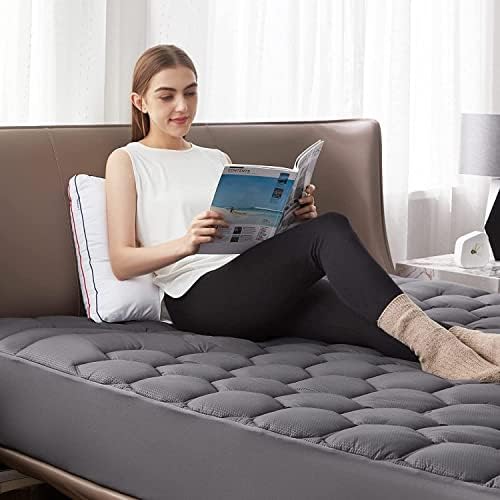 Bedsure Grey Twin Mattress Pad Cover - Quilted Fitted Mattress Topper Protector with 8-21 Inches Deep Pocket, Noiseless Breathable Bed Cover Padded, Machine Washable, Grey,39x75 Inches - Image 6