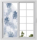 Window Privacy Film Frosted, Navy Blue Palm Trees Tropical Static Cling Door Window Covering, Summer Beach Botanical UV Blocking Windows Film for Office, Hotel, Bedroom, 29.5 x 78.7 Inches by Unknown