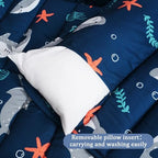 PHF Toddler Nap Mat with Removable Pillow and Minky Blanket, Rollup Design Kids Sleeping Mat, Slumber Bags for Boys, 55"x23" Toddler Sleeping Bag for Daycare Preschool Travel Camping, Shark - Image 5