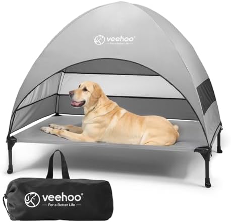 Veehoo Outdoor Dog Bed with Canopy, Cooling Elevated Dog Shade for Outside by Veehoo