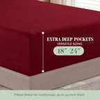 Elegant Comfort 1500 Premium Quality 6-Piece Bed Sheet Set - 18-24 Inch Extra Deep Pocket, Smart Storage Pockets, Wrinkle Free Ultra Soft 6PC Extra Deep Pocket Sheets, Queen, Burgundy - Image 5