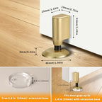 3 Pack Magnetic Door Stopper, Retractable Magnet Floor Door Stop with 0.4 in (10mm) Extension Base, Adhesive Door Magnetic Catch, Door Holder for Gaps Up to 1.4 in (35mm), Brushed Gold BG-3 - Image 2