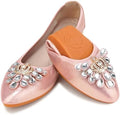 KUNWFNIX Women's Ballet Flats Foldable Classic Crown Rhinestone Slip On Bowknot PU Leather Faux Suede Pointed Toe Comfort Flat Casual Dress Shoes by KUNWFNIX