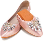 KUNWFNIX Women's Ballet Flats Foldable Classic Crown Rhinestone Slip On Bowknot PU Leather Faux Suede Pointed Toe Comfort Flat Casual Dress Shoes by KUNWFNIX