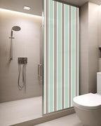 Window Privacy Film Frosted, Light Green Brown Striped Static Cling Door Window Covering, Modern Farmhouse Vertical Stripes UV Blocking Windows Film for Office, Hotel, Bedroom, 29.5 x 78.7 Inches - Image 3